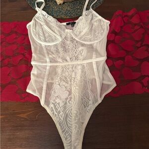 Elegant White Lace Bodysuit